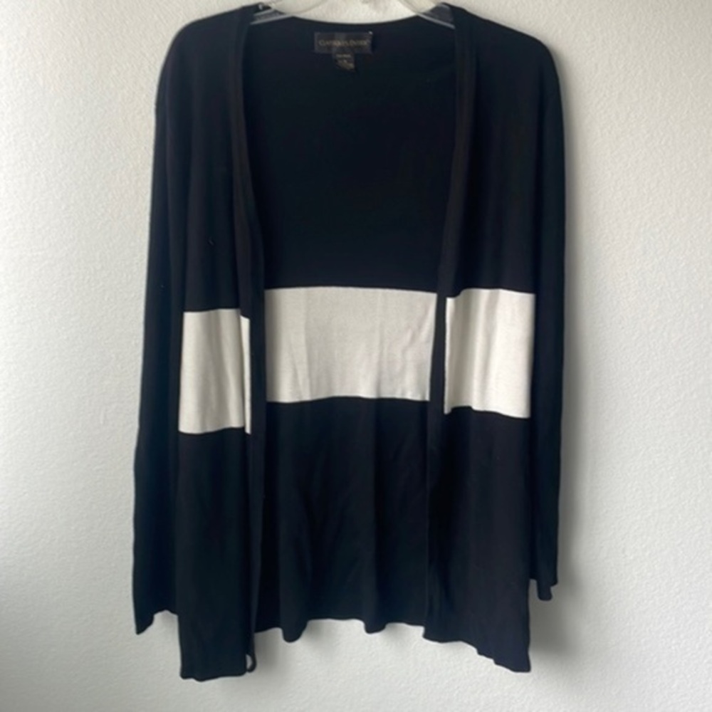 Classiques Entier sweater cardigan open hang black and white size Medium Rayon